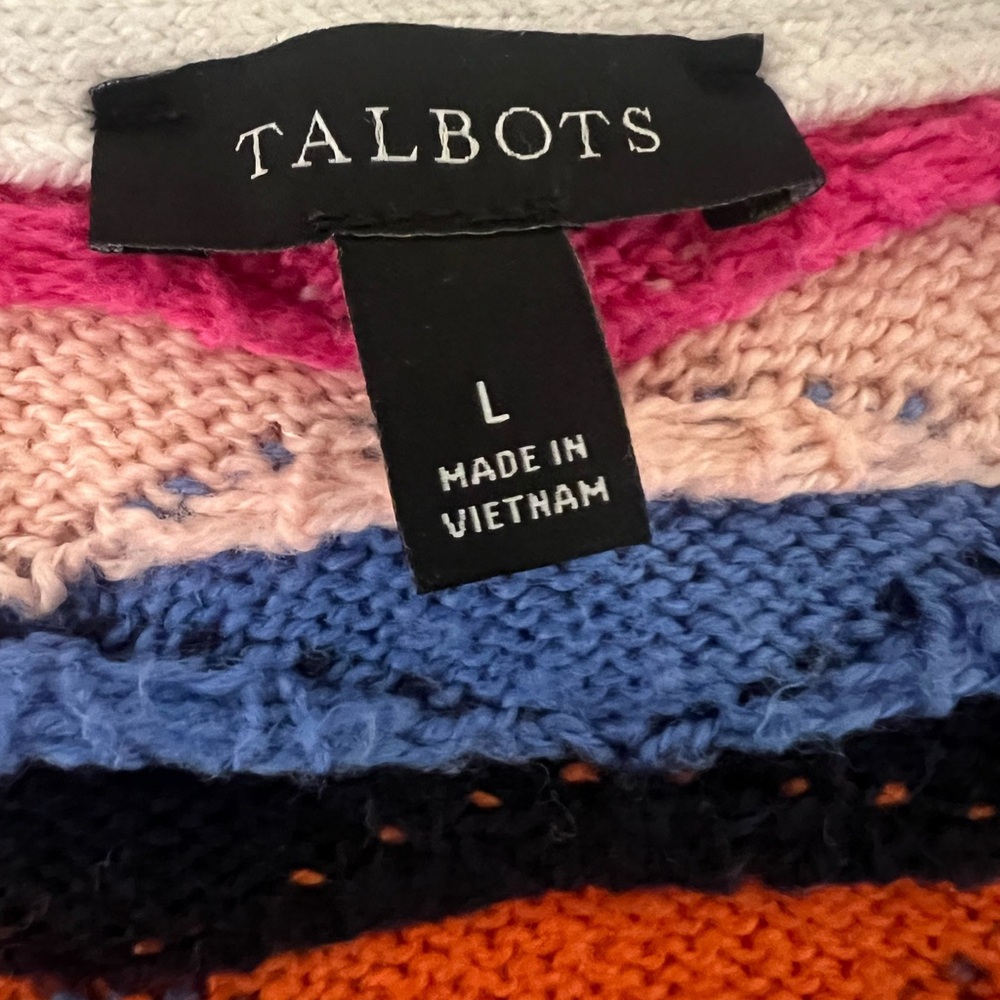 Talbots Large Multicolor Colorful Knit Button Cardigan Sweater - Picture 6 of 8
